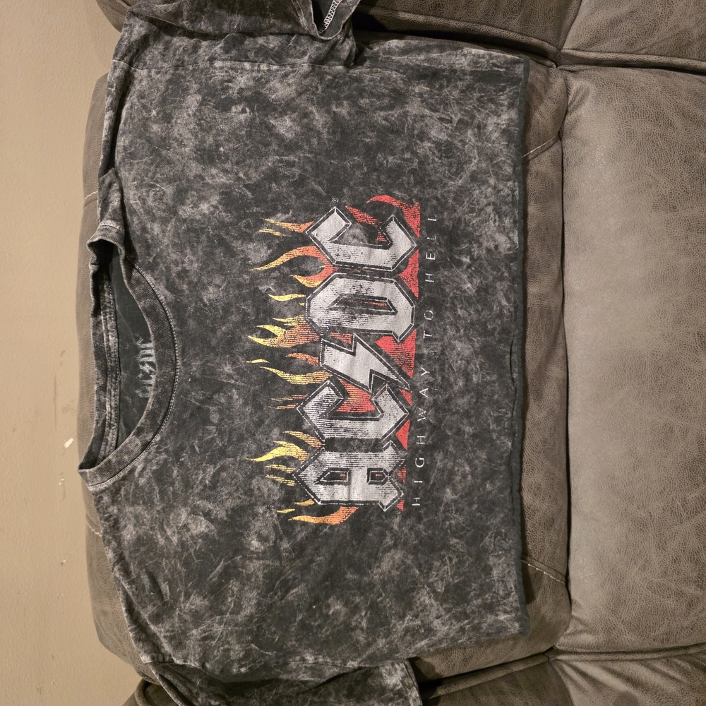 AC/DC Distressed Black Crop Top T-Shirt